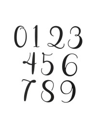 SET OF 10 ADHESIVE BLACK NUMBER STICKERS 0 TO 9 AROUND 8CM X 11CM