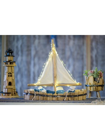 BATEAU BOIS/METAL GM 49CM X 13CM X 47CM