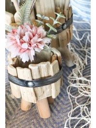 WOODEN/METAL CANDLEHOLDER BIG SIZE DIA 17CM X 18CM