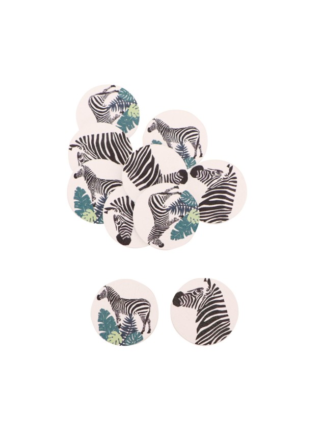 SET 12 ADHESIVE ZEBRA CONFETT I2 ASS  DIA 2.8CM 