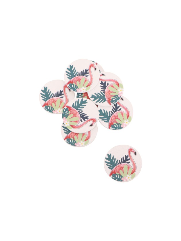 SET 12 CONFETTI FLAMANT ROSE ADH DIA 2.8CM