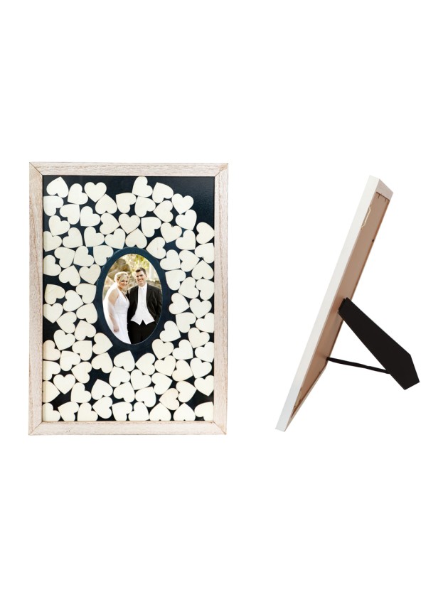 90 WOODEN HEARTS SAVER W/ PHOTO FRAME 43CM X 31CM X 1.5CM