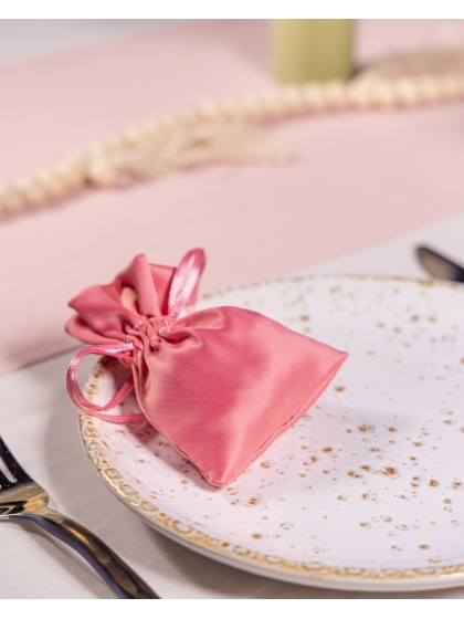 SACHET 4 BOURSES FUCHSIA SATIN 8CM X 10CM