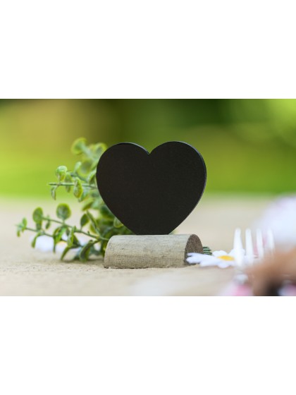 SLATE HEART TABLE PLACE HOLDER 7CM X 7CM