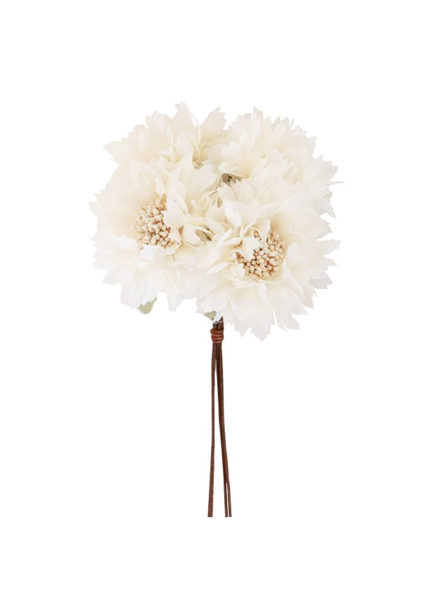 BOUQUET 4 FLEURS IVOIRE 26CM / BOUTON DIA 6CM
