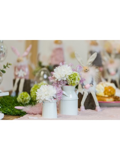 BOUQUET 4 FLEURS IVOIRE 26CM / BOUTON DIA 6CM