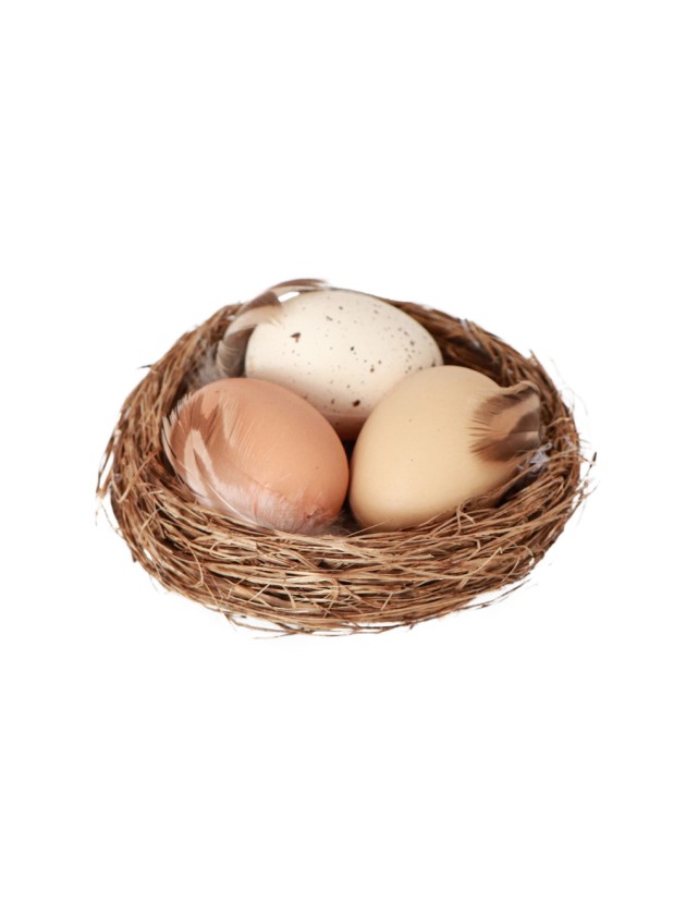 NEST WITH 3 EGGS DIA 9CM
