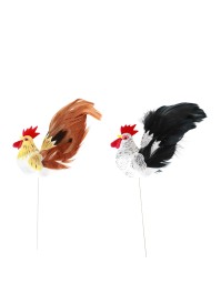 ROOSTER ON METAL WIRE - 2ASS 4CM X 7.5CM X 14CM