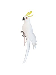WHITE PARROT TO HANG 5CM X 5CM X 25CM