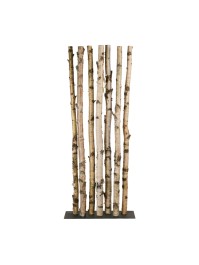 7 TRONCS BOULEAU SUR SUPPORT METAL  DIA 5-8CM X 175CM - SUPPORT 25CM X 75CM