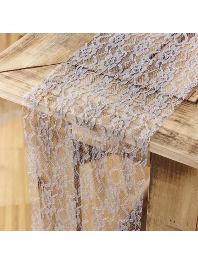 3 LIGHT GREY LACE TABLE RUNNERS 19CM X 3.1M
