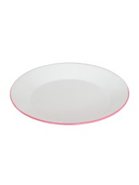 WHITE/PINK METAL PLATE DIA 25CM X 2.5CM