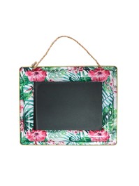 ARDOISE METAL FLEURS TROPCIALES A SUSPENDRE 30.5CM X 24.5CM X 1.5CM