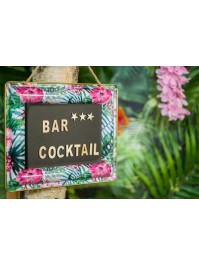 METAL SLATE TROPCIAL FLOWERS TO HANG 30.5CM X 24.5CM X 1.5CM