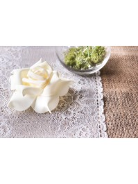 JUTE FRINGED TABLE RUNNER W/ LACE 60CM X 3M