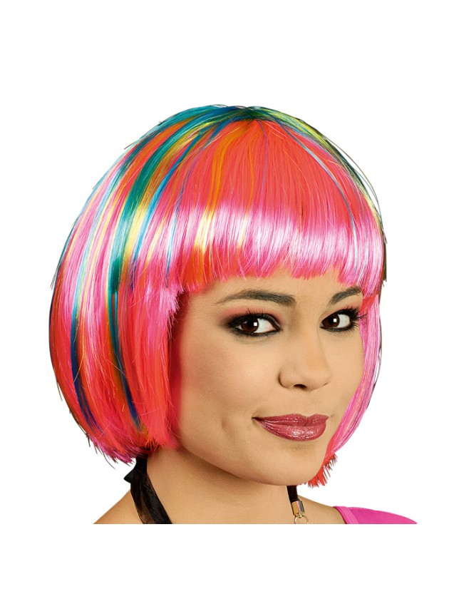 PERRUQUE GIGI BOB FUCHSIA TURQUOISE JAUNE 