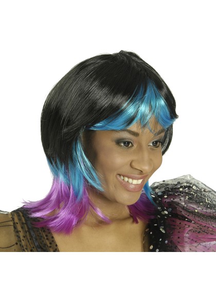 PERRUQUE MACARENA NOIR BLEU MAGENTA 
