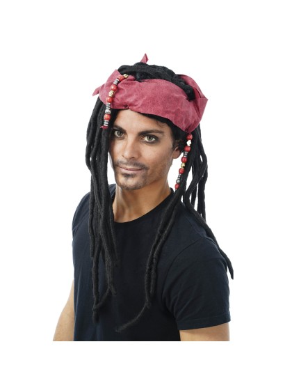 WIG WITH PIRATE SCARF HAIR AND JEWELRY 