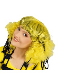 PERRUQUE DONNA AFRO JAUNE MECHES NOIRES 