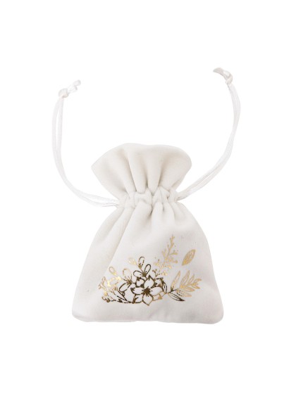 S/4 VELVET GOLDEN FLOWER BAGS 8CM X 10CM