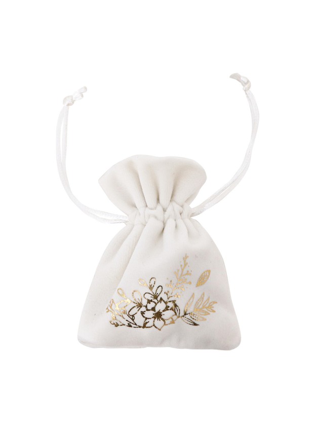 S/4 VELVET GOLDEN FLOWER BAGS 8CM X 10CM