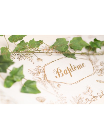 CHEMIN DE TABLE ELEGANCE BAPTEME FLEURI 30CM X5M