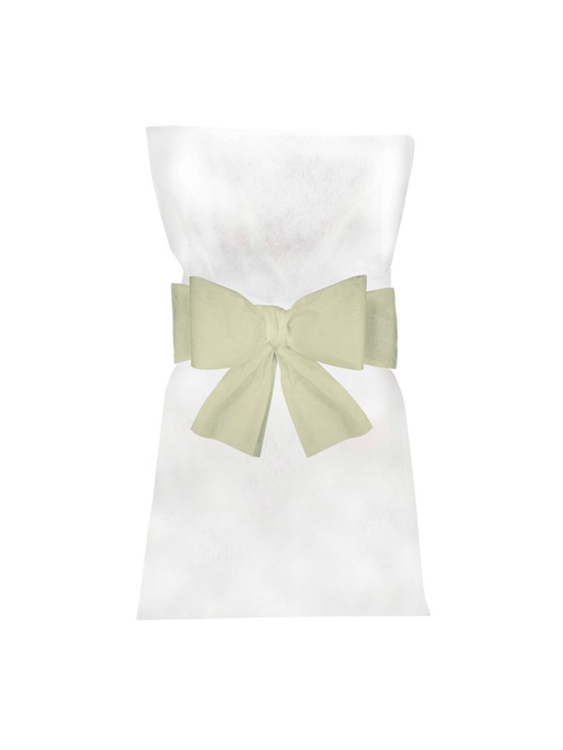 6 IVORY BOWS FOR CHAIR COVERS 19CM X 3M