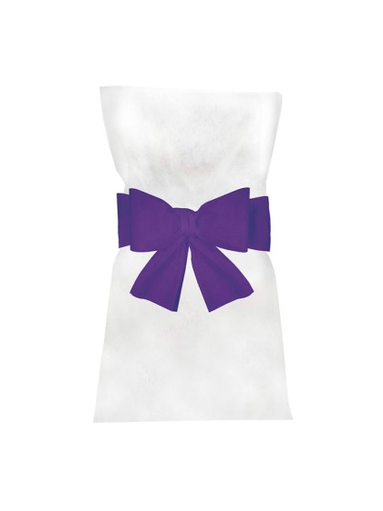 6 PURPLE BOWS FOR CHAIR COVERS 19CM X 3M