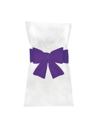 6 PURPLE BOWS FOR CHAIR COVERS 19CM X 3M
