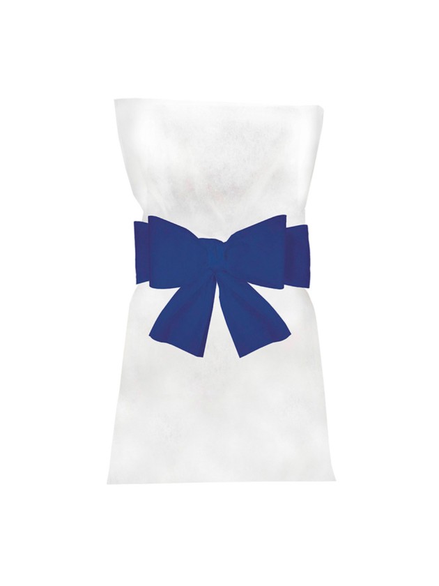 6 BLUE BOWS FOR CHAIR COVERS 19CM X 3M