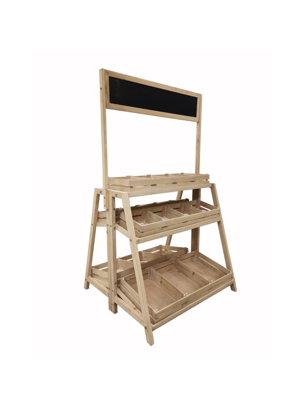 PRESENTOIR DOUBLE 3 NIVEAUX AV ARDOISE 74CM X 69CM X 130CM