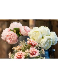 BOUQUET 6 PIVOINES ROSE PASTEL 27.5CM