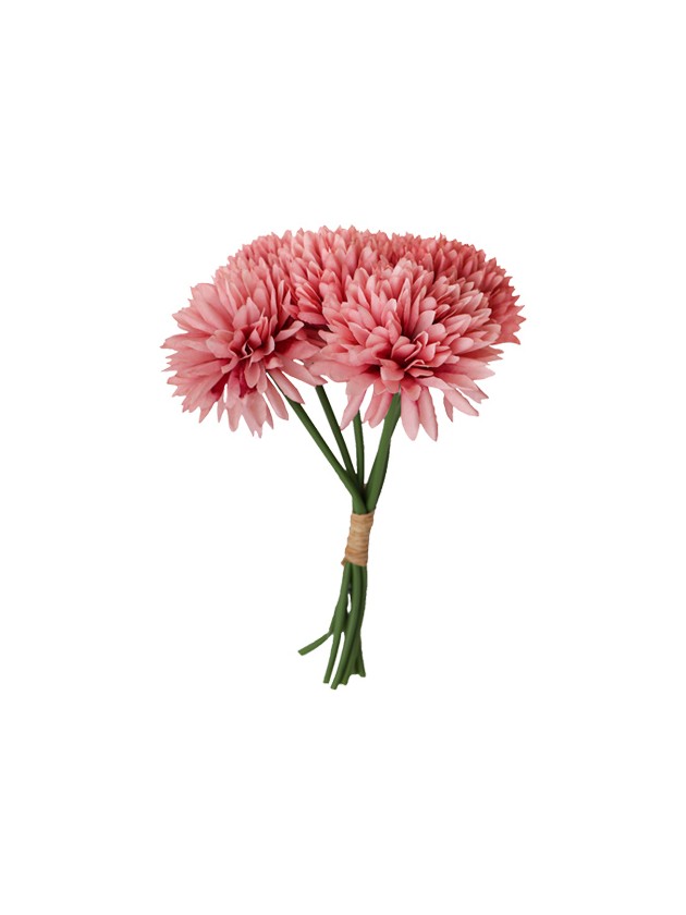 BOUQUET 6 DAHLIAS VIEUX ROSE 26CM