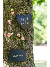 3 ARDOISES CARTON COEURS AV LIEN JUTE 30CM X 30CM