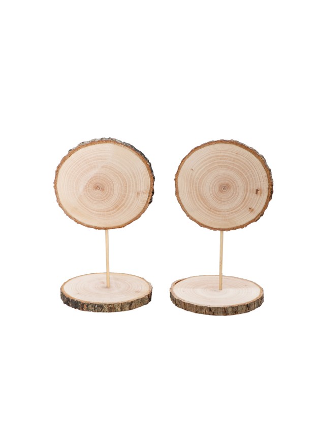 4 WOODEN TABLE PLACE HOLDERS DIA 10CM X 20CM
