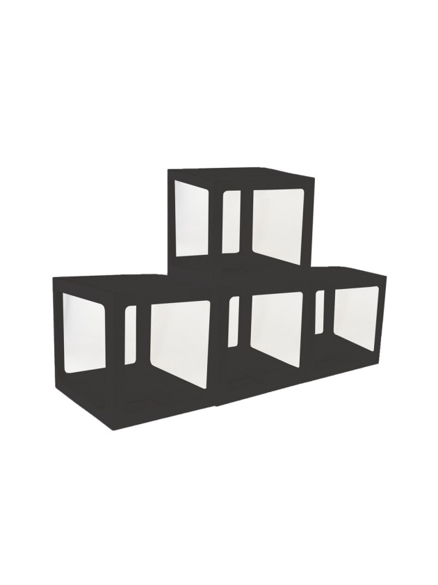 4 CUBES CARTON AV FILM PLASTIQUE RIGIDE NOIR 30CM X 30CM X 30CM