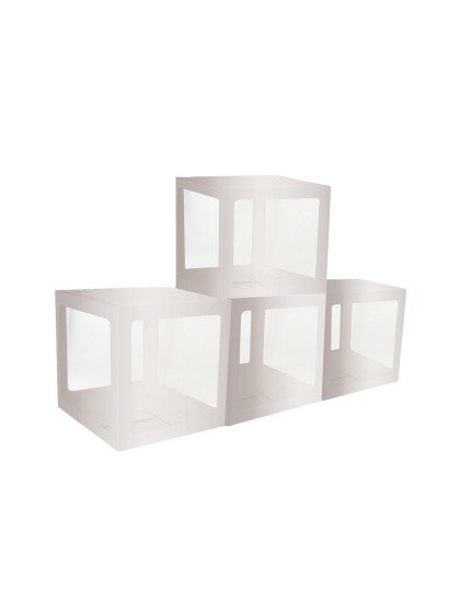 4 CUBES CARTON AV FILM PLASTIQUE RIGIDE ARGENT 30CM X 30CM X 30CM