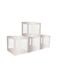 4 CUBES CARTON AV FILM PLASTIQUE RIGIDE ARGENT 30CM X 30CM X 30CM