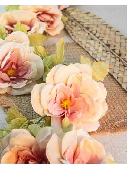 IVORY OLD PINK ROSES GARLAND 220CM