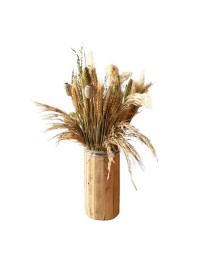 COMPOSITION FLORALE NATURELLE 17 - POT BOIS DIA 15CM X 55CM HT
