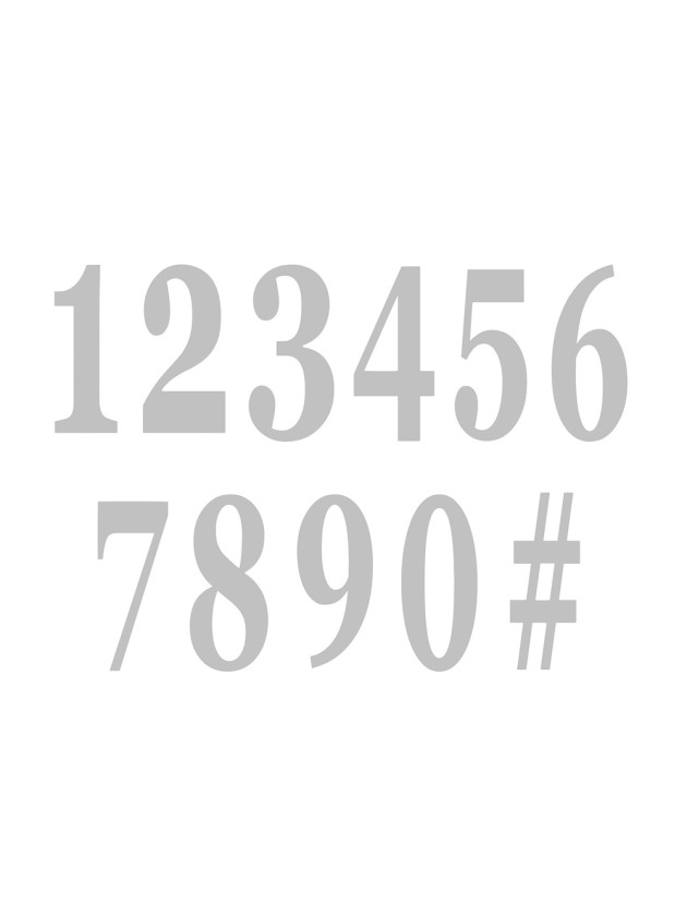 SET 12 ADHESIVE SILVER NUMBERS 14 CM
