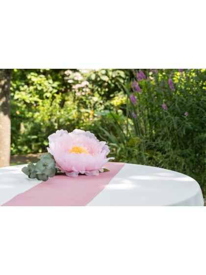 TABLE RUNNER COTTON EMBOSSED POWDER PINK 26CM X 3M