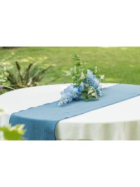 CHEMIN DE TABLE COTON GAUFRE BLEU ACIER 26CM X 3M