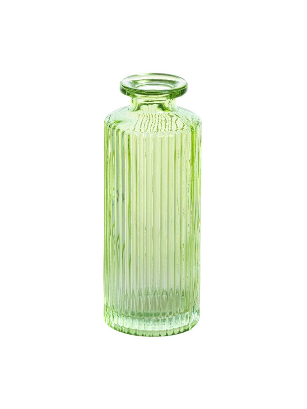 GREEN GLASS VASE HELOISE DIA 5.5CM X 13.5CM