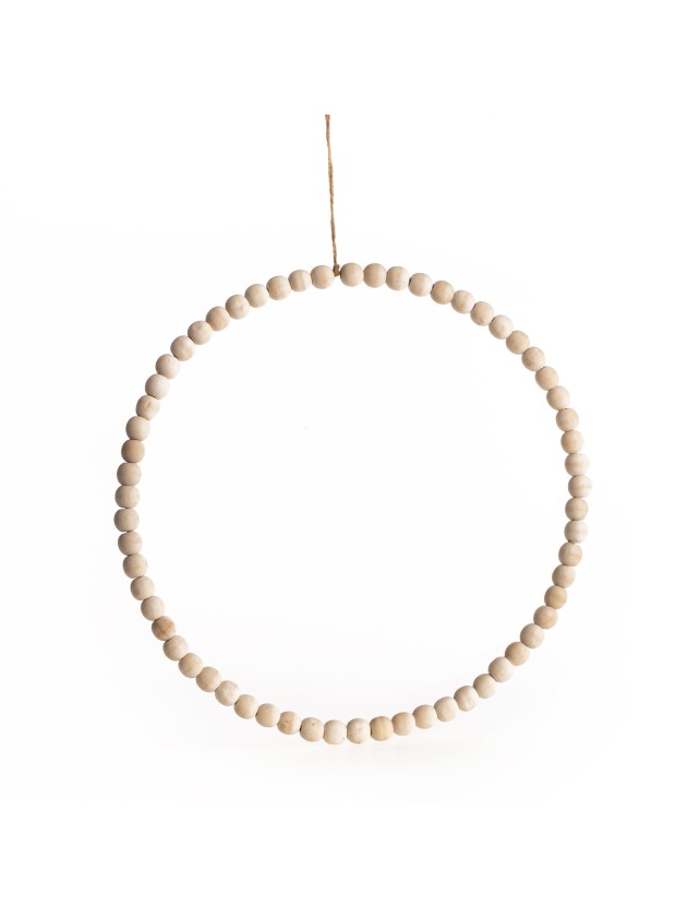 ANNEAU PERLES BOIS A SUSPENDRE DIA 26CM X 1.4CM