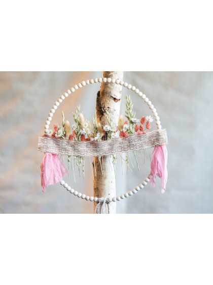 WOODEN BEAD RING TO HANG DIA 26CM X 1.4CM