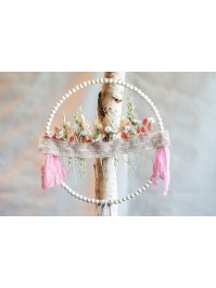 ANNEAU PERLES BOIS A SUSPENDRE DIA 26CM X 1.4CM