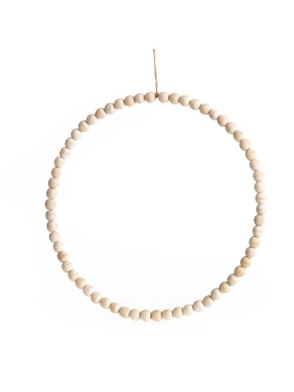 WOODEN BEAD RING TO HANG DIA 35.5CM X 1.4CM