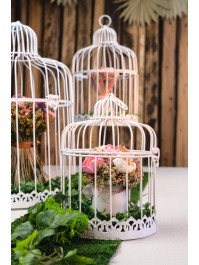 SET 3 VINTAGE WHITE CAGE DIA 15CM X 22CM/DIA 20CM X 32CM/25CM X 41CM