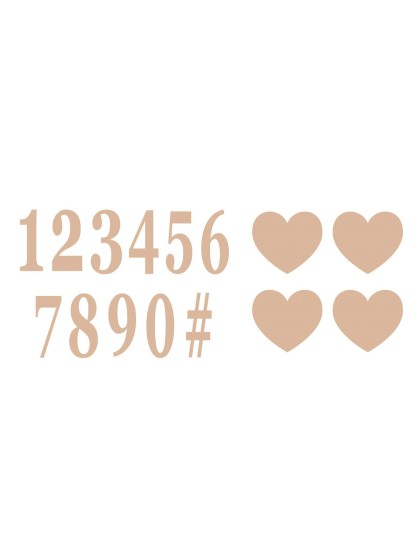 SET 12 PINK GOLD ADHESIVE LETTERS + 4 HEARTS 7.5CM